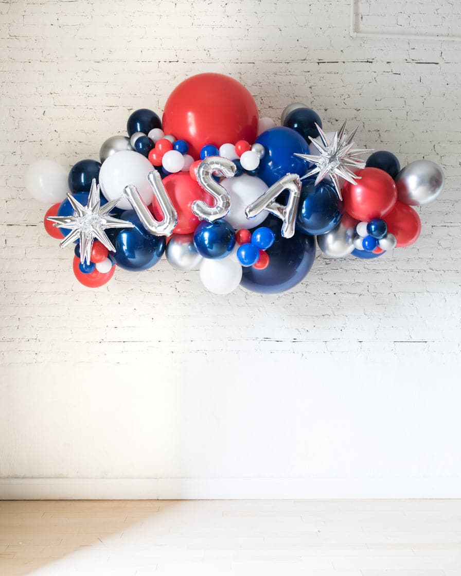 USA Red, White & Blue Palette Balloon Garland | Purchase USA Red, White & Blue Palette Balloon Garland | Purchase