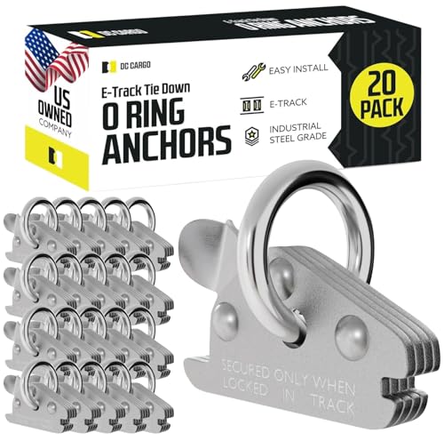 DC Cargo – E Track O Ring Tie Down Anchors (Pack of 20) – Extra Heavy Duty Steel E Track Accessories – Tie Down for ETrack System for Trailer Accessories, Motorcycle Anchor, Wheel | Rental