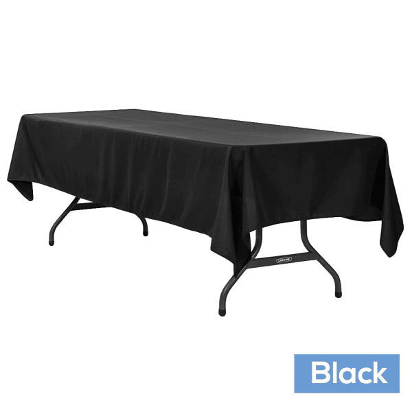 60" x 120" Rectangular 200 GSM Polyester Tablecloth - Black | Rental