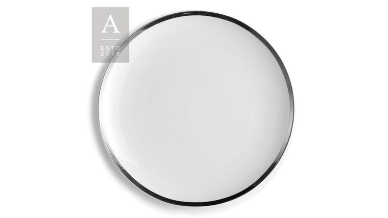 Charger Plate | Iris Coupe – White/Silver Rim | Rental Charger Plate | Iris Coupe – White/Silver Rim | Rental