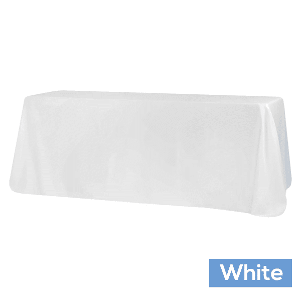 90" x 156" Rectangular 125-130 GSM Polyester Tablecloth - White | Rental