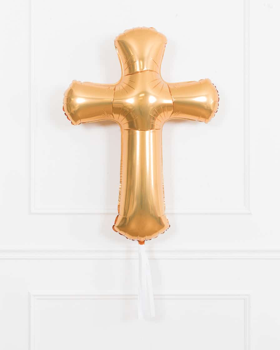 Baptism/Communion – Cross Foil Balloon with Skirt | Rental