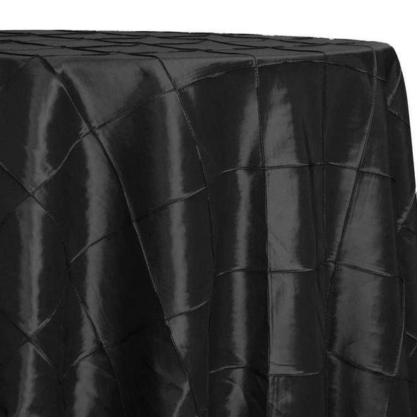 4″ Pintuck Taffeta Table Linen in Black | Rental 4″ Pintuck Taffeta Table Linen in Black | Rental