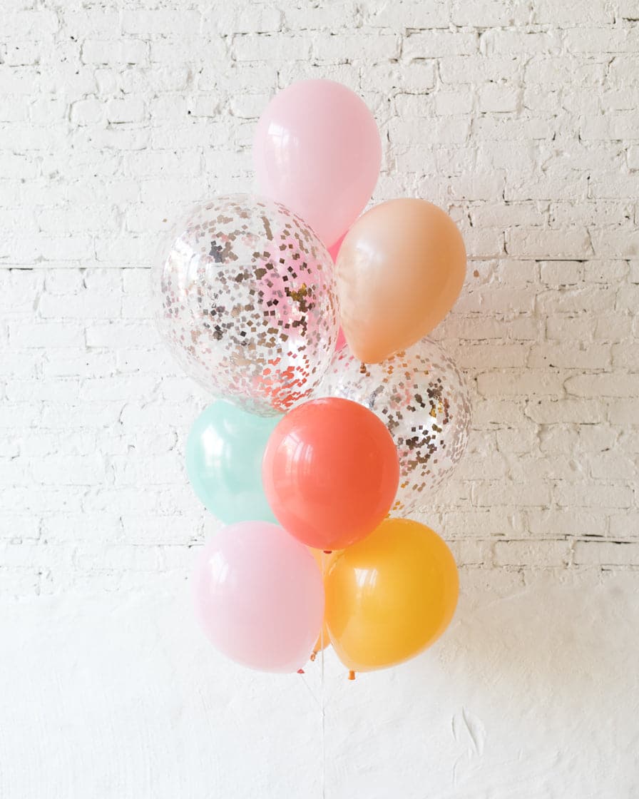 Colorful Bloom – Confetti and 11in Balloons – bouquet of 10 | Rental Colorful Bloom – Confetti and 11in Balloons – bouquet of 10 | Rental
