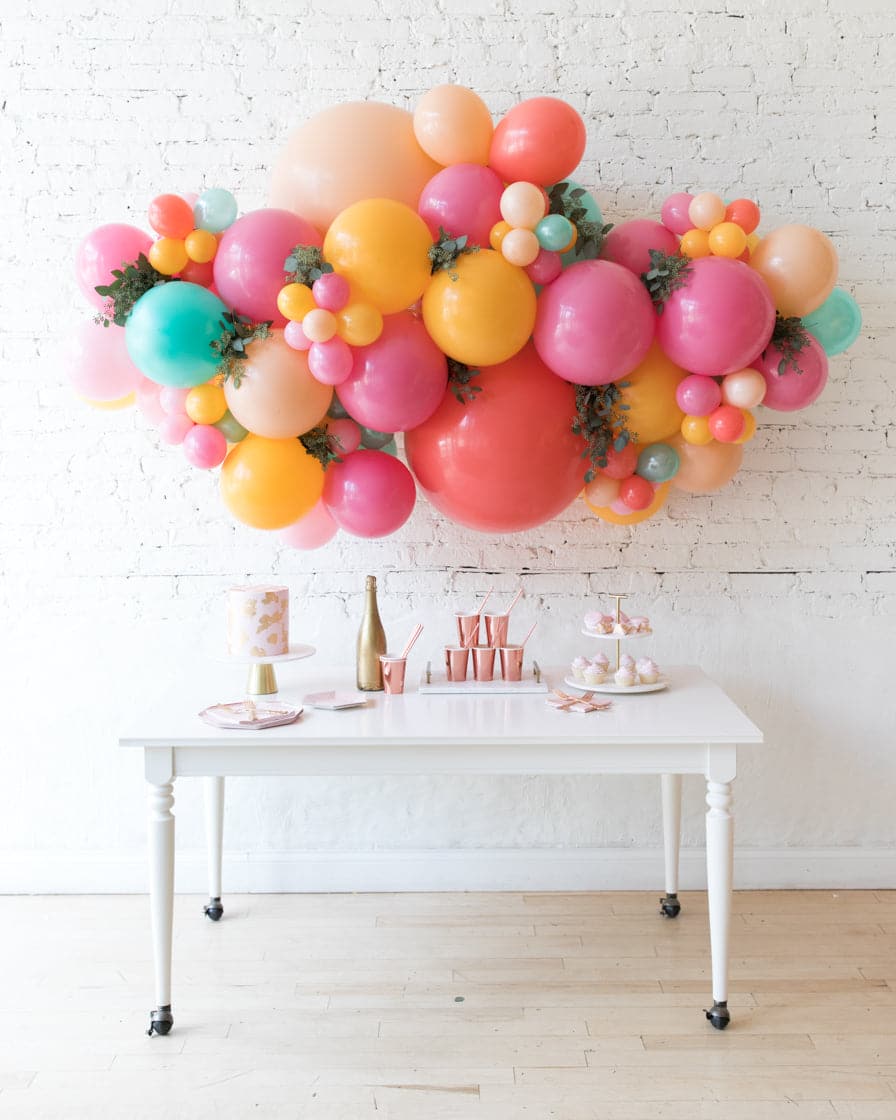 Colorful Bloom – Backdrop Balloon Garland Install Piece with Greenery – 6ft | Rental Colorful Bloom – Backdrop Balloon Garland Install Piece with Greenery – 6ft | Rental