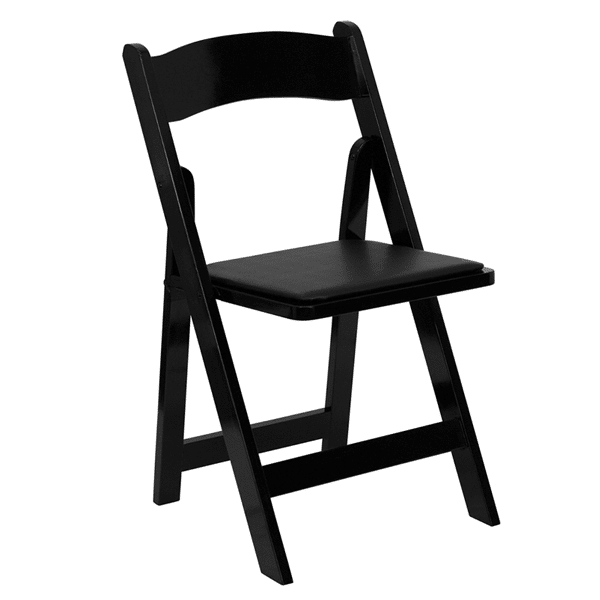 FirmFold™ Wood Folding Chair w/ Vinyl Padded Seat – Black | Rental