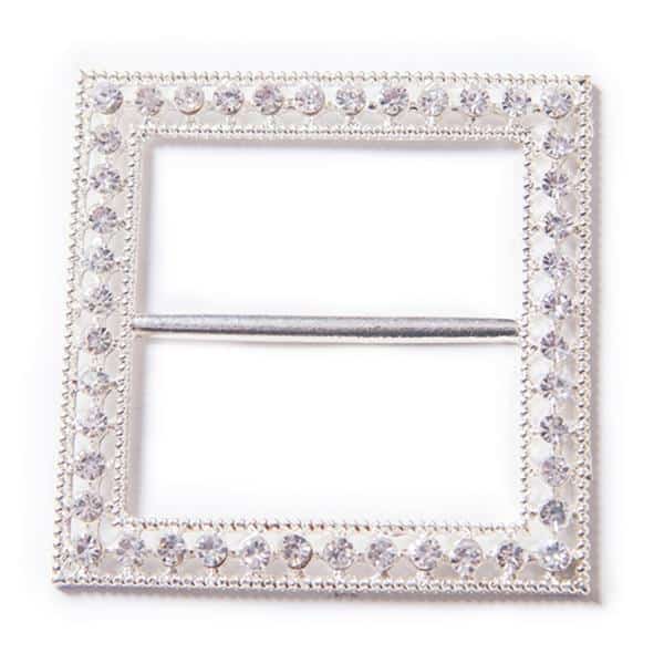 DecoStar™ Diamond-Studded 2″ Square Decorative Buckle in Silver | Rental DecoStar™ Diamond-Studded 2″ Square Decorative Buckle in Silver | Rental