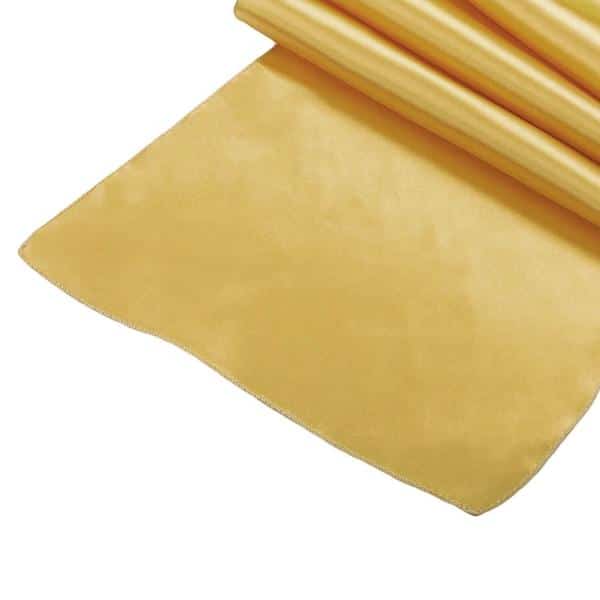 Sleek Satin Runner 14″ x 108″ – Bright Gold | Rental Sleek Satin Runner 14″ x 108″ – Bright Gold | Rental