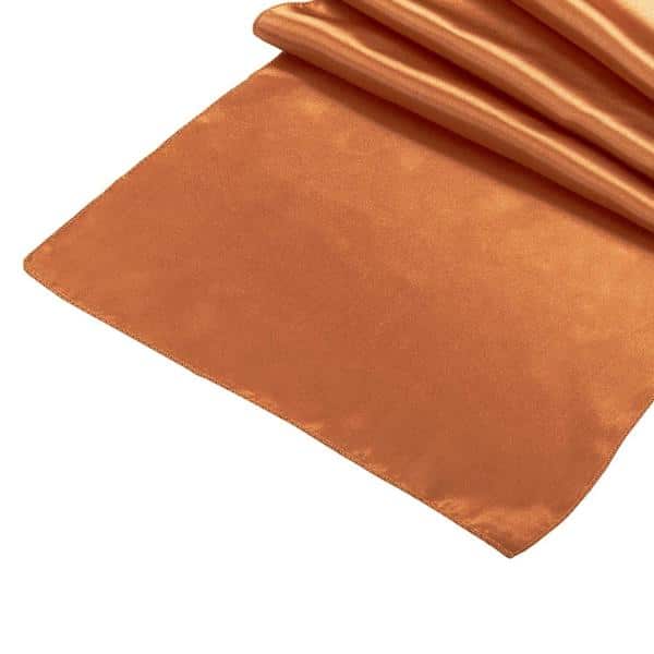 Sleek Satin Runner 14″ x 108″ – Burnt Orange | Rental Sleek Satin Runner 14″ x 108″ – Burnt Orange | Rental
