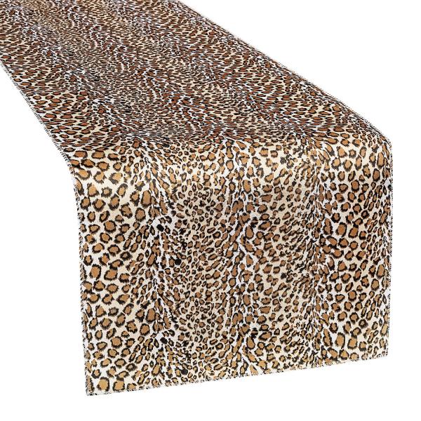 Sleek Satin Runner 14″ x 108″ – Leopard | Rental Sleek Satin Runner 14″ x 108″ – Leopard | Rental