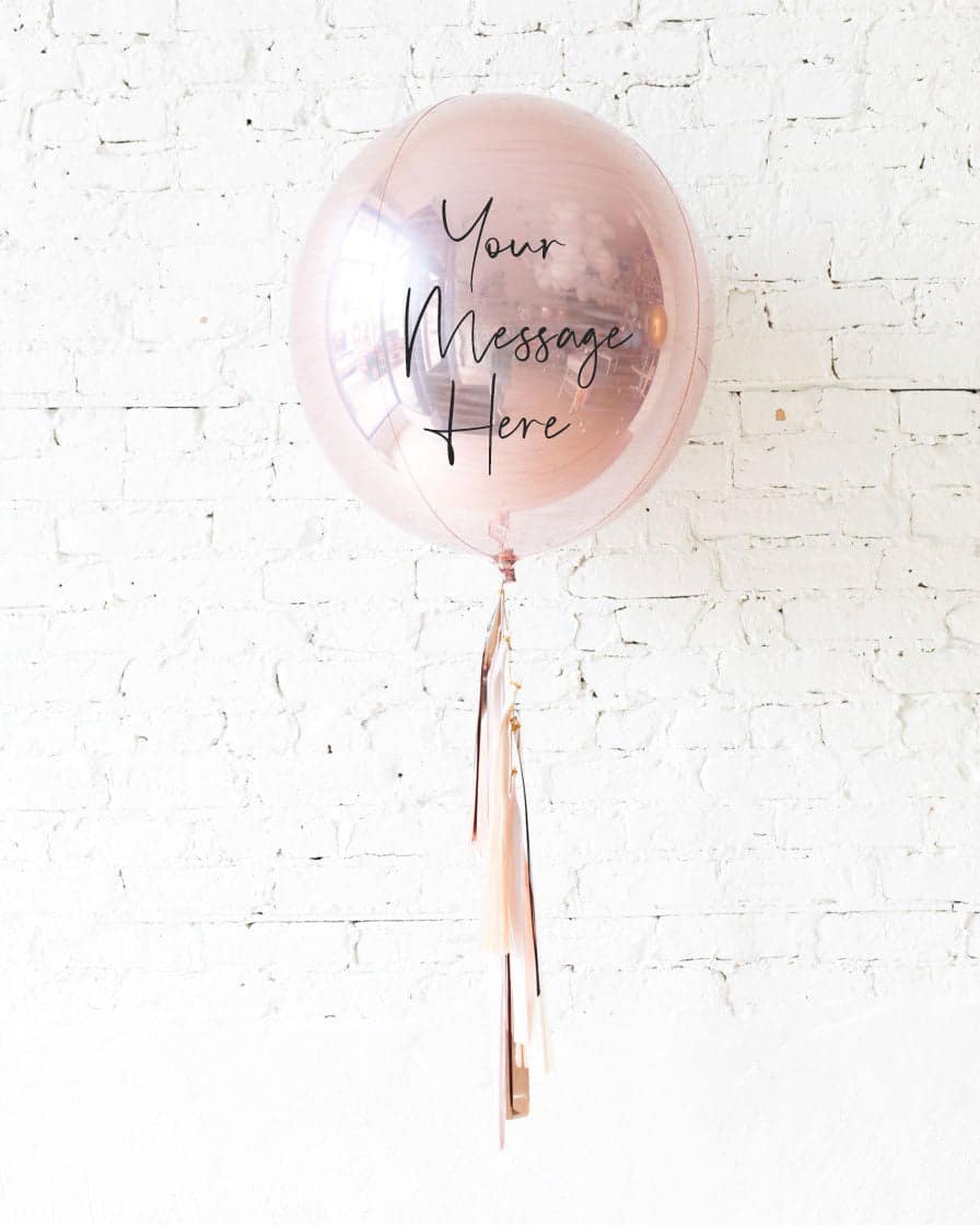 GIFT-21in Rose Gold Orb Foil Balloon and Blush, Mauve and Rose Gold Half-Tassel | Rental