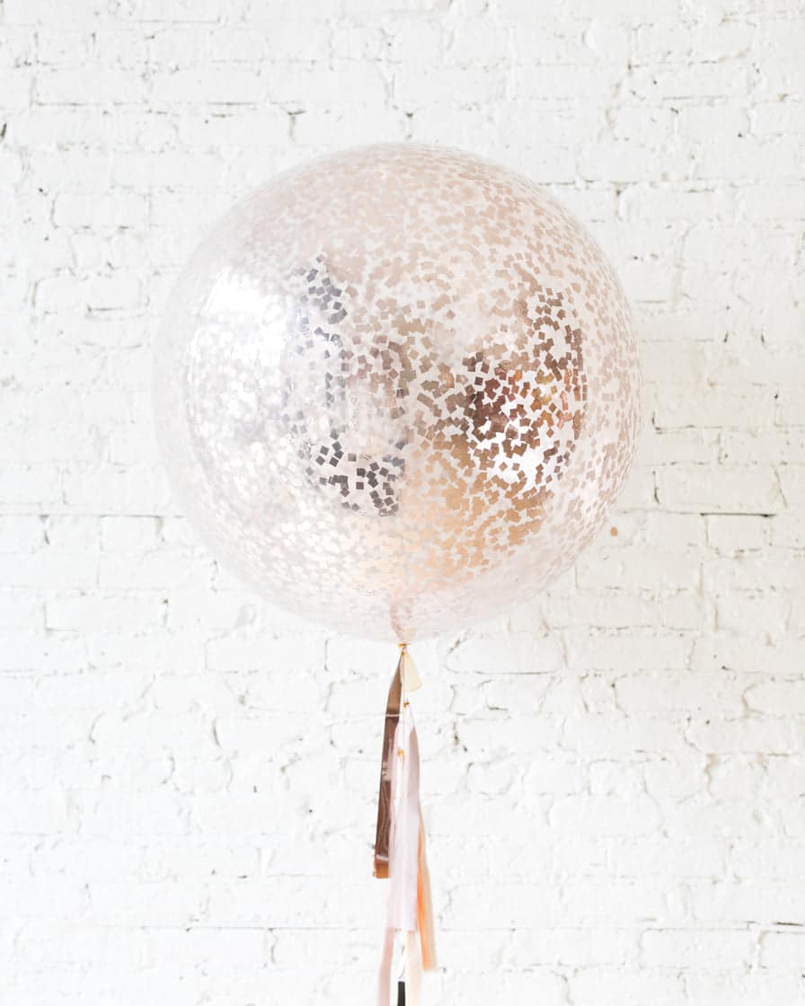 GIFT-Rose Gold Confetti Giant Balloon and Blush, Mauve & Rose Gold Tassel | Rental