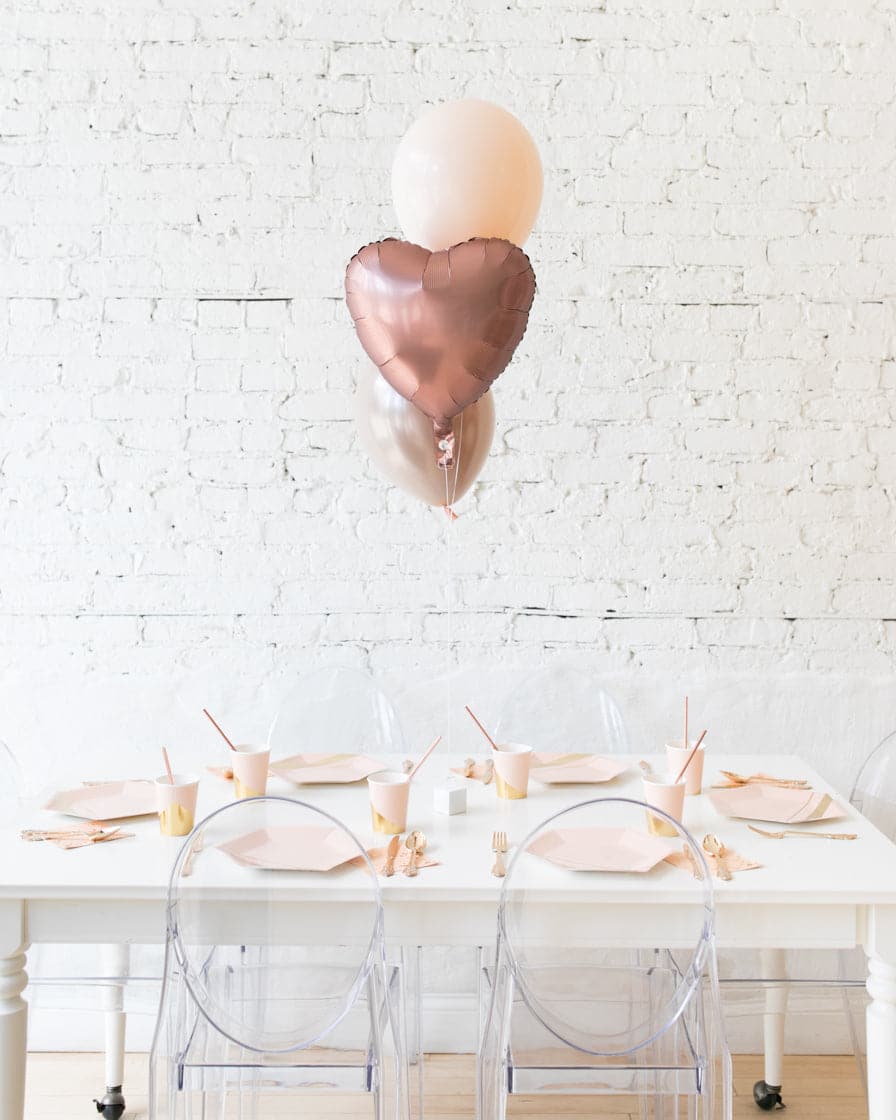 Glam Tan – Foil and 11in Balloons Centerpiece – bouquet of 3 | Rental