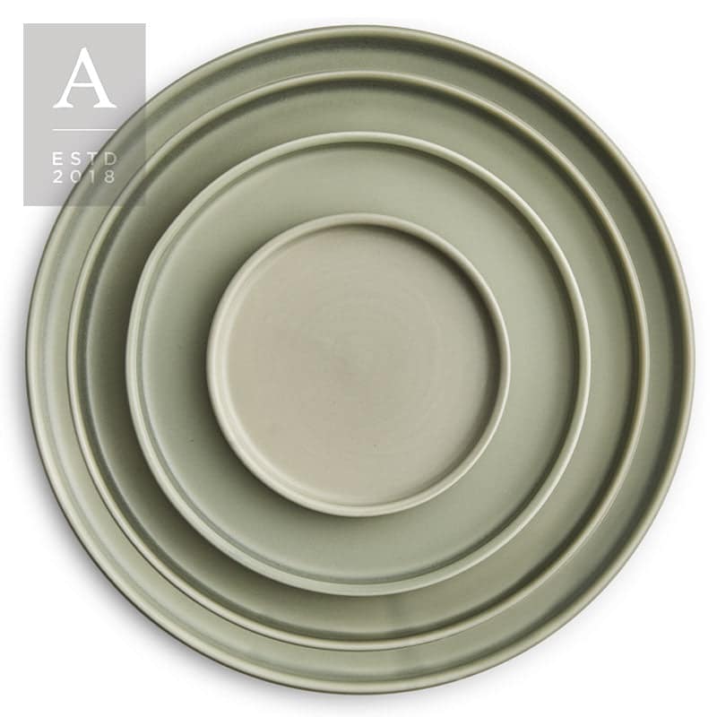 KALEB FOREST GREY STONEWARE – Dinner Plate – 10″ | Rental
