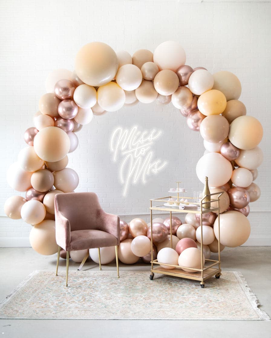 Berry Blush – Circle Frame with Miss to Mrs Neon Sign | Rental