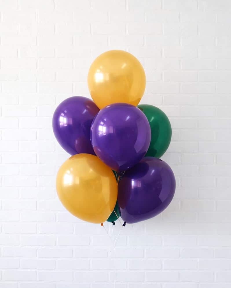 Mardi Gras – 11in Balloons bouquet | Rental