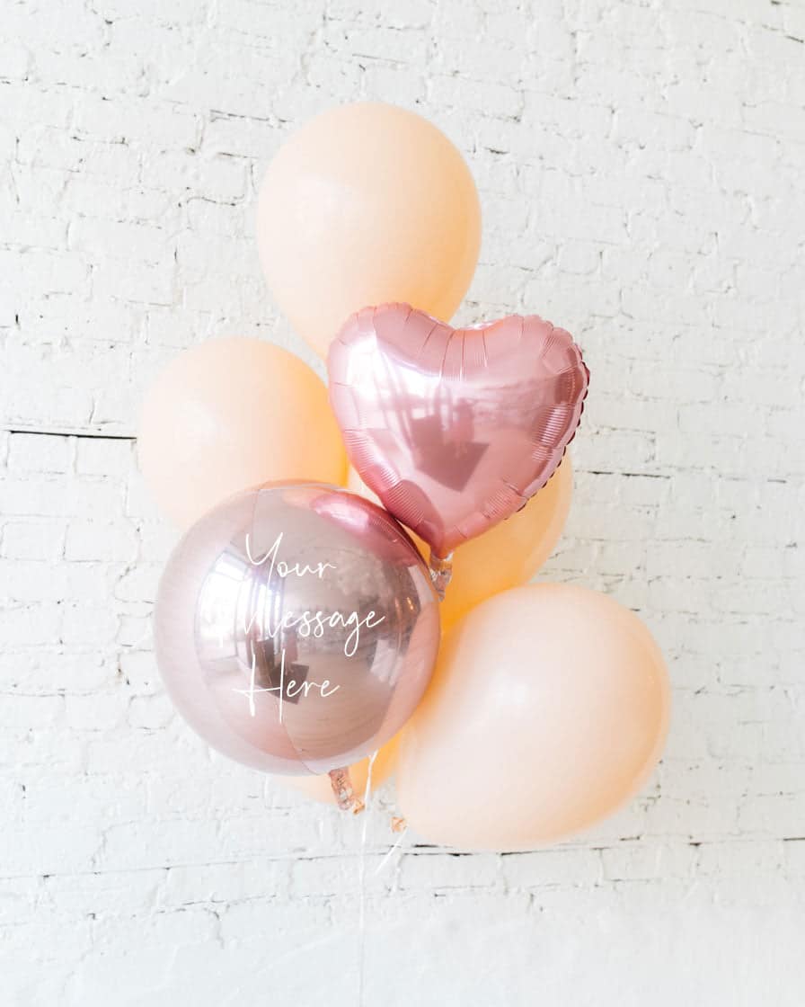 GIFT-Blush 16in, Rose Gold and Pink Heart Balloons – bouquet of 7 | Purchase GIFT-Blush 16in, Rose Gold and Pink Heart Balloons – bouquet of 7 | Purchase