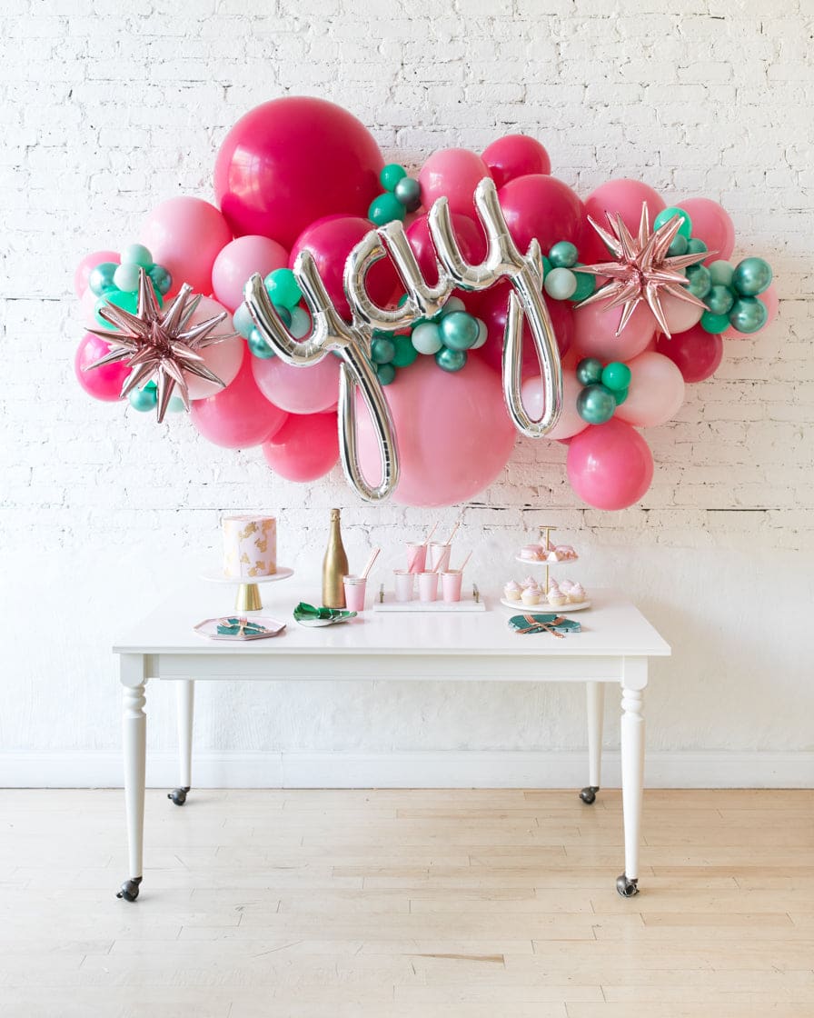 Flamingo Fling – Yay Script Backdrop Balloon Garland Install Piece – 6ft | Rental Flamingo Fling – Yay Script Backdrop Balloon Garland Install Piece – 6ft | Rental