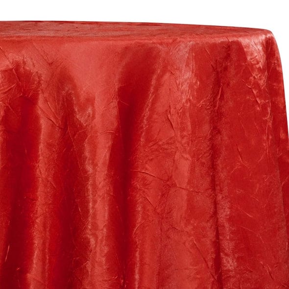 Crush Satin (Bichon) Table Linen in Red 190 | Rental Crush Satin (Bichon) Table Linen in Red 190 | Rental