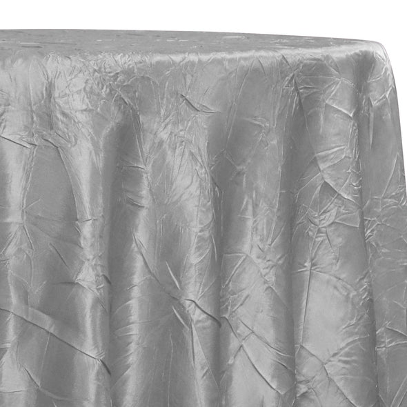 Crush Satin (Bichon) Table Linen in Silver 606 | Rental Crush Satin (Bichon) Table Linen in Silver 606 | Rental