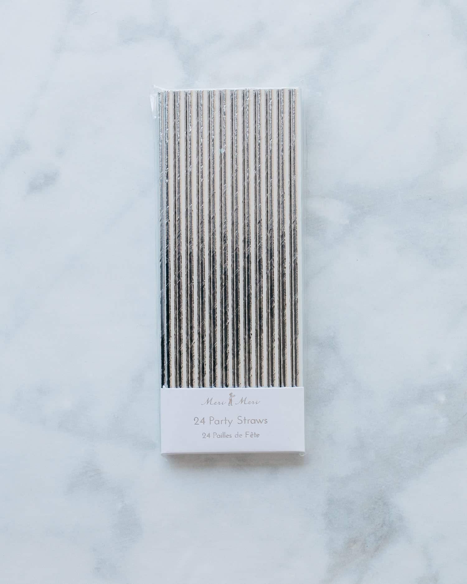 Meri Meri – Silver Foil Straws – pack of 24 | Rental