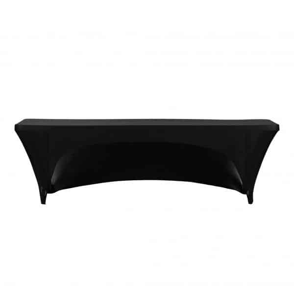 8ft Banquet 200 GSM Grade A Quality Open Back Spandex Table Cover Black | Rental
