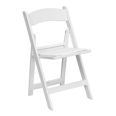 FirmFold™ Resin Folding Chair w/ Vinyl Padded Seat – 1000 lb Capacity – White | Rental