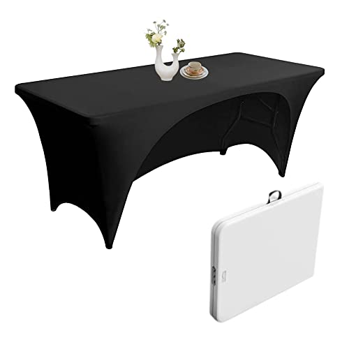Urby&reg; 6 ft Rectangular Spandex Fitted Stretchable Tablecloth Black | Rental