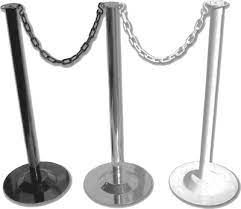 38″ White Powder Coat Finish Metal Stanchion Post & Base Only | Rental