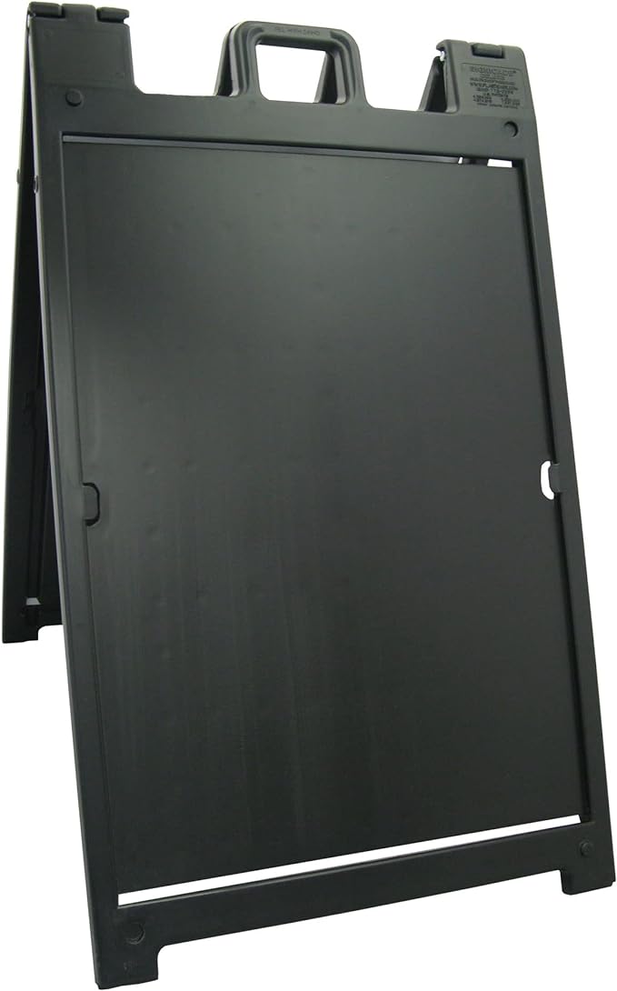 Plasticade Signicade Deluxe A Frame Durable Folding Double Sided Portable Sidewalk Curb Sign Display with Quick-Change System, Black | Rental Plasticade Signicade Deluxe A Frame Durable Folding Double Sided Portable Sidewalk Curb Sign Display with Quick-Change System, Black | Rental