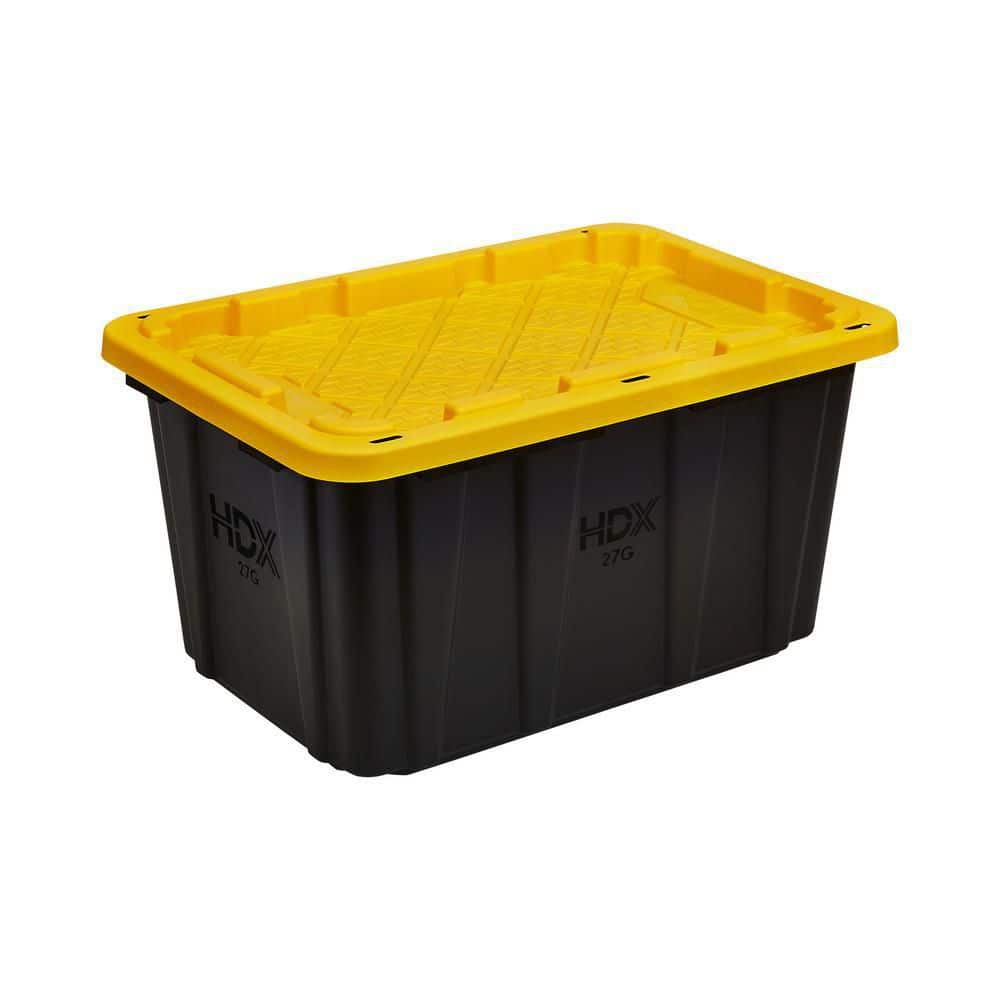 HDX — 27 Gal. Tough Storage Tote in Black and Yellow | Rental HDX — 27 Gal. Tough Storage Tote in Black and Yellow | Rental