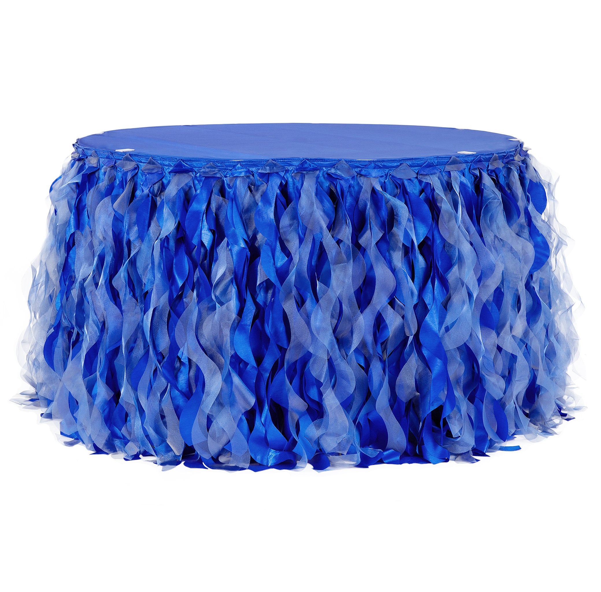 Curly Willow 14ft Table Skirt – Royal Blue | Rental