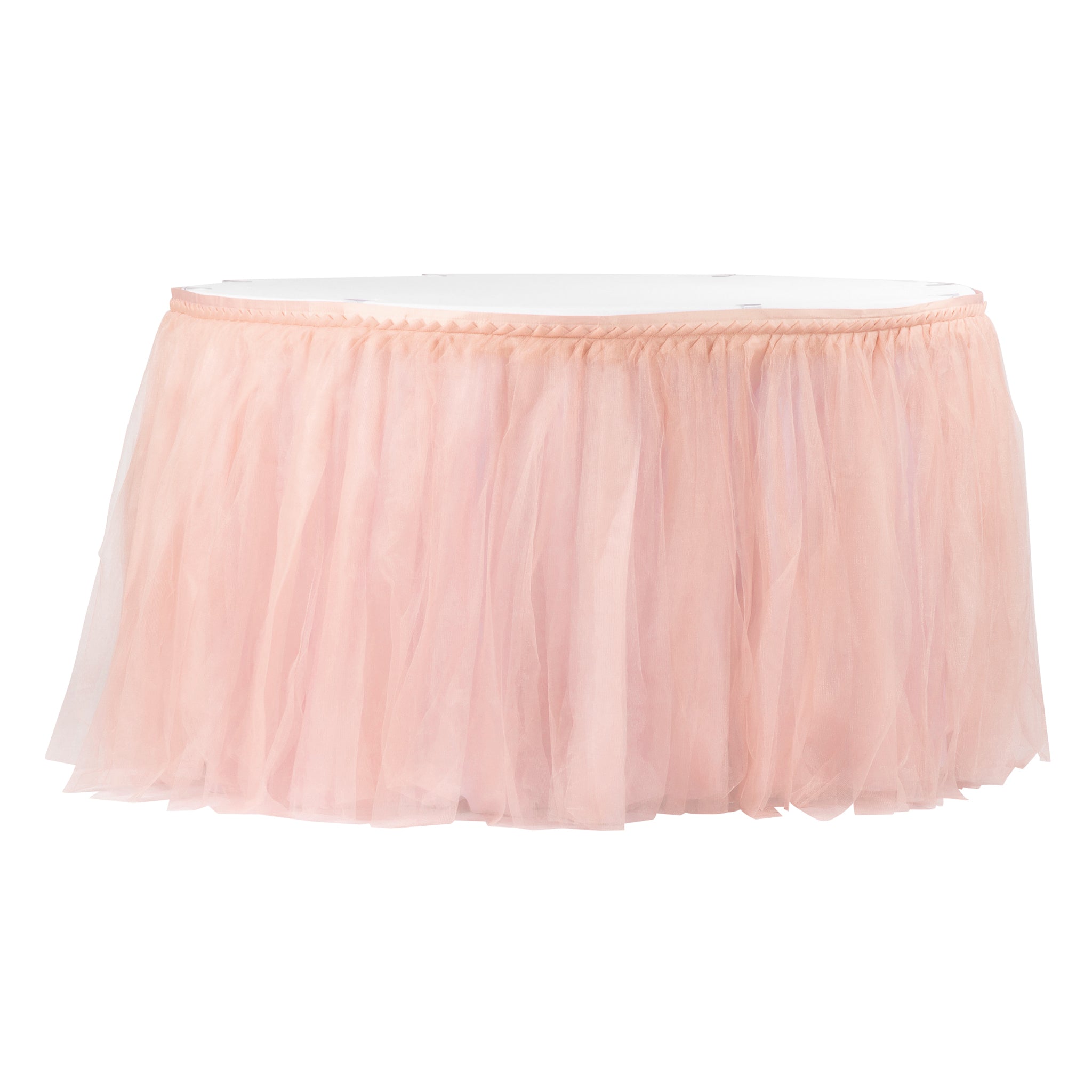 Tulle Tutu 17ft Table Skirt – Blush/Rose Gold | Rental