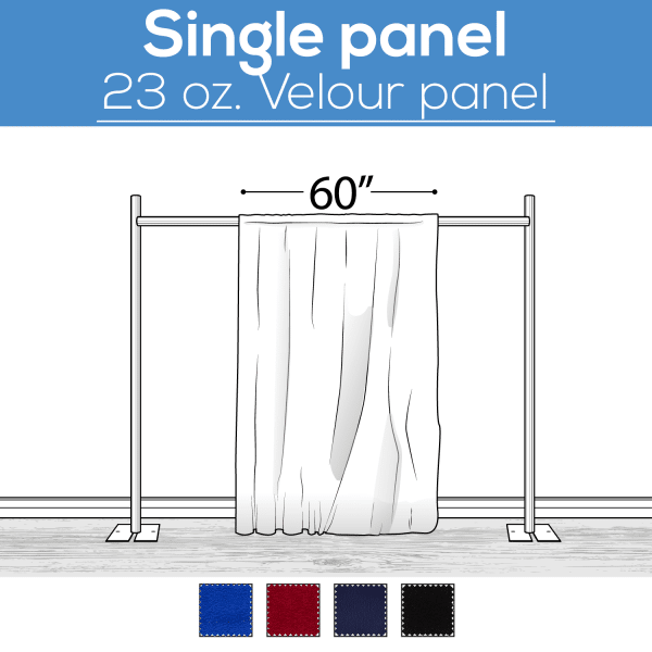 23 oz. Inherently Fire Retardant Polyester Velour – Sewn Drape Panel 60″ Wide w/ 4″ Rod Pockets – 8ft | Rental 23 oz. Inherently Fire Retardant Polyester Velour – Sewn Drape Panel 60″ Wide w/ 4″ Rod Pockets – 8ft | Rental