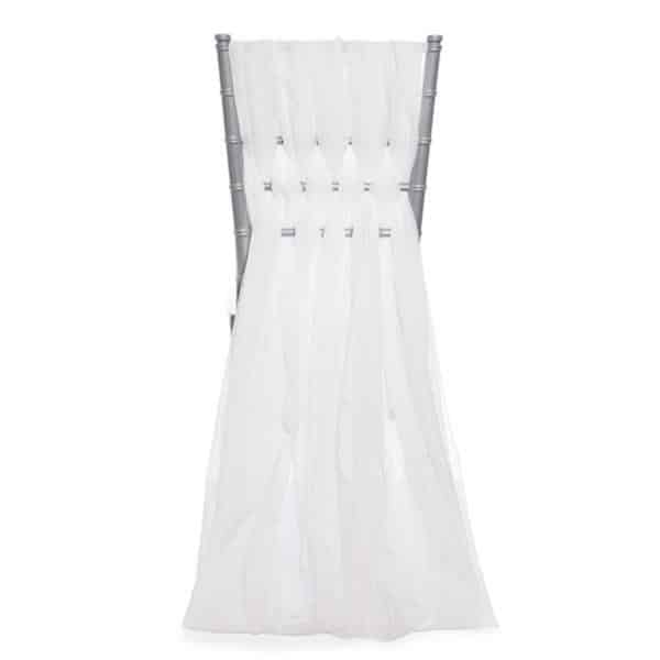 DecoStar™ 15″ Chiavari Chair Accent 5 Piece Sheer Weave – White | Rental