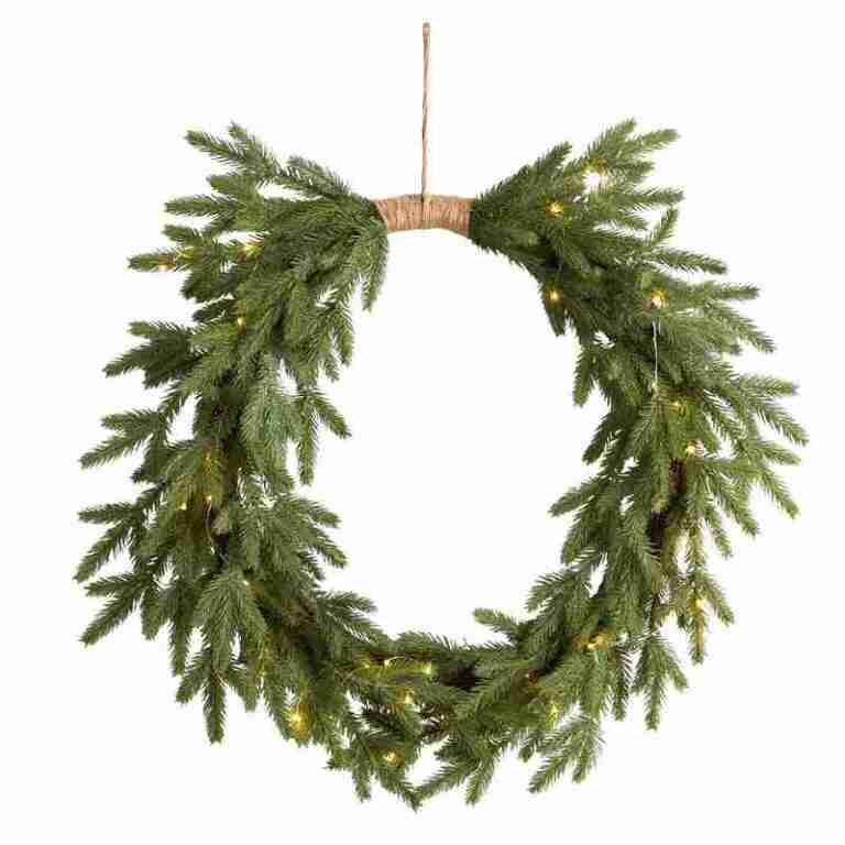 24″ Holiday Christmas Pre-Lit Cascading Pine Wreath” | Rental
