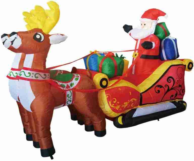 7 ft Christmas Inflatable Santa Reindeer Sled Outdoor Decoration LED Lights – Cute Fun Xmas Blow Up Yard Lawn | Rental