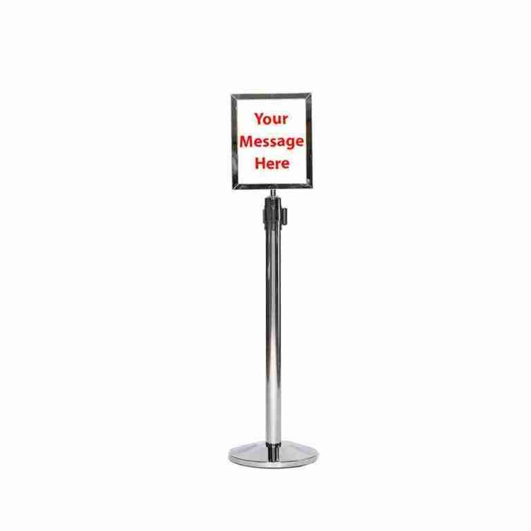 10″ x 13″ Chrome Retractable Metal Stanchion Vertical Sign Holder | Rental