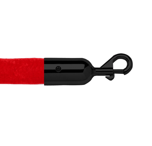 12′ Red Velour Stanchion Rope With Black Snap Clasp | Rental 12′ Red Velour Stanchion Rope With Black Snap Clasp | Rental