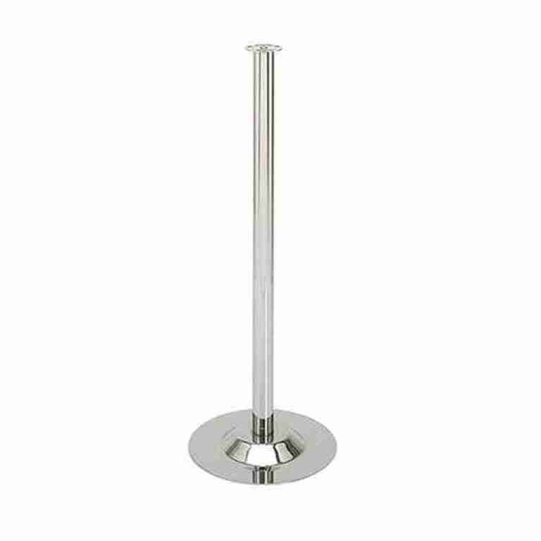38″ Chrome Finish Metal Stanchion Post & Base Only | Rental