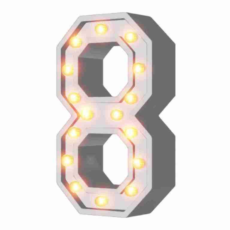 4′ Wood Marquee Number – White – #8 | Rental