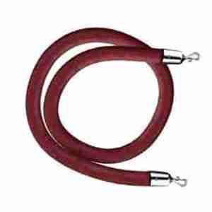 6′ Maroon Naugahyde Stanchion Rope w/Polished Chrome Ends | Rental