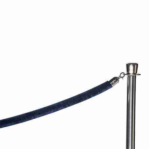 6′ Navy Blue Polyester Velour Stanchion Rope w/Chrome Snap Hook End | Rental 6′ Navy Blue Polyester Velour Stanchion Rope w/Chrome Snap Hook End | Rental