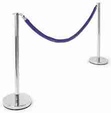 6.5’L x 1.5″D Blue Polyester Velour Stanchion Rope w/Chrome Snap End Hook | Rental 6.5’L x 1.5″D Blue Polyester Velour Stanchion Rope w/Chrome Snap End Hook | Rental