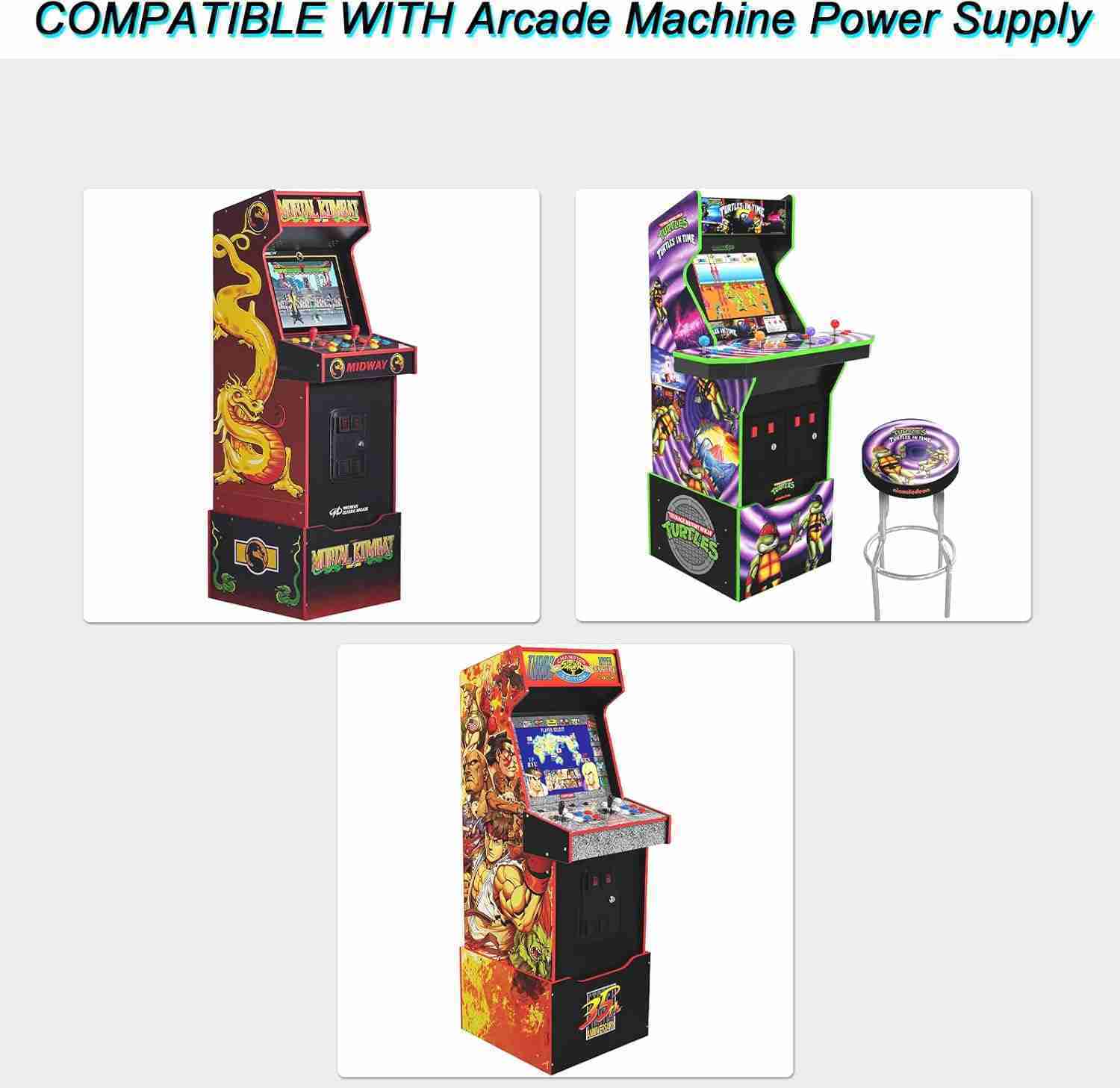 12V Power Cord for Arcade1up Game Machine Arcade 1up All Riser Cocktail Table Supply Adapter Charger : Electronics | Rental - Image 7