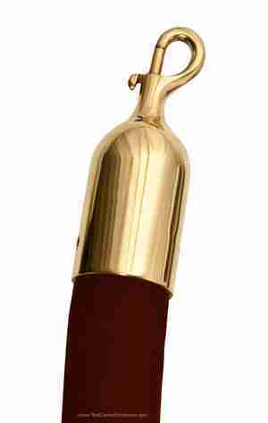 8′ Naugahyde Stanchion Rope w/Polished Brass Ends – Brown | Rental 8′ Naugahyde Stanchion Rope w/Polished Brass Ends – Brown | Rental