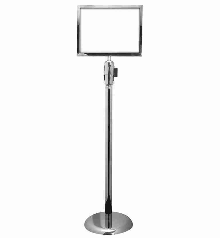8″ x 11″ Chrome Metal Stanchion Horizontal Sign Holder | Rental 8″ x 11″ Chrome Metal Stanchion Horizontal Sign Holder | Rental