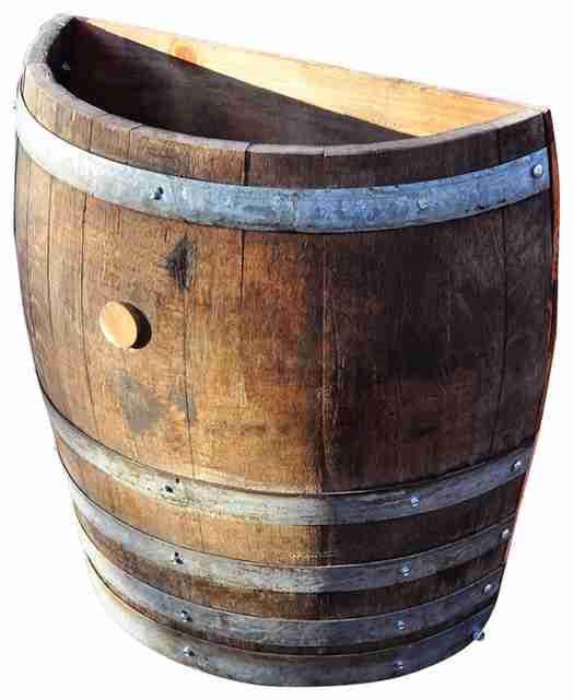 Half Wine Barrel Trash Can | Rental