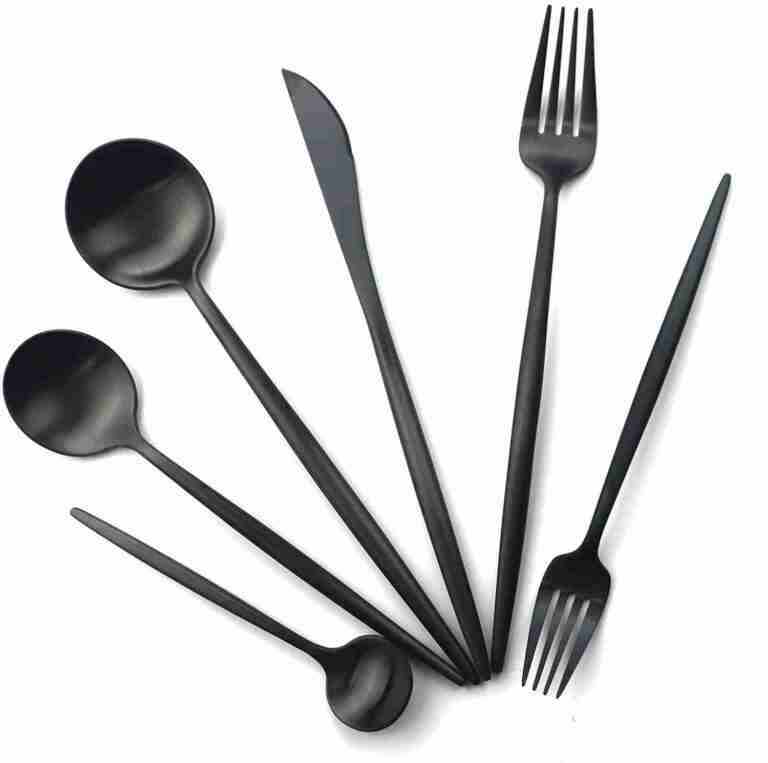 Modern Black Matte Dessert Spoon | Rental