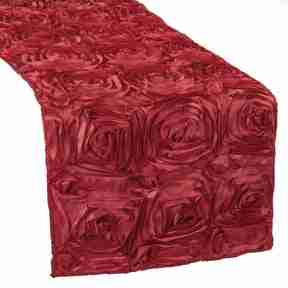 Rosette Satin Table Runner – Apple Red | Rental